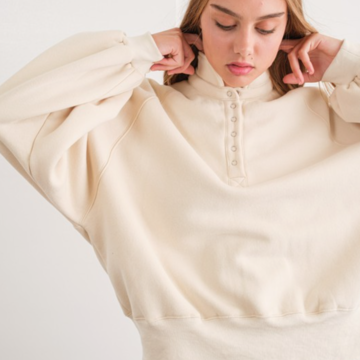 Snap Button Collared Sweatshirt