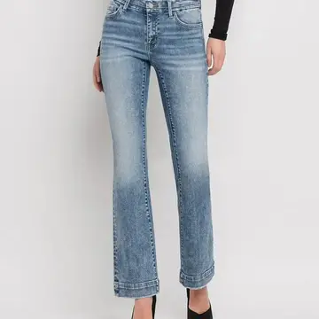 Mid Rise Seamless Waistband Bootcut Jeans