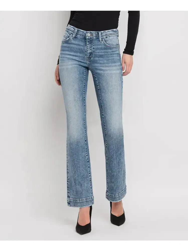 Mid Rise Seamless Waistband Bootcut Jeans