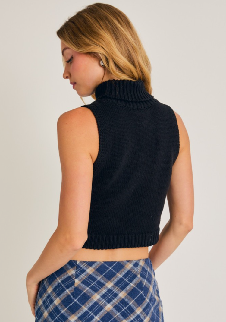 Snowflake Sleeveless Turtle Neck Sweater