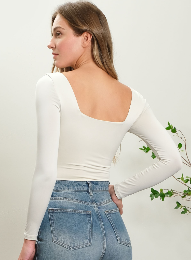 Square Neck Long Sleeve Bodysuit