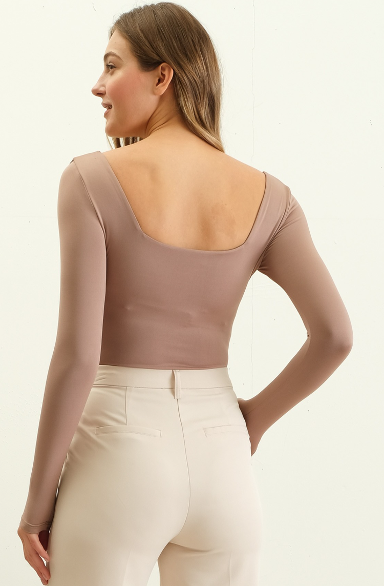 Square Neck Long Sleeve Bodysuit