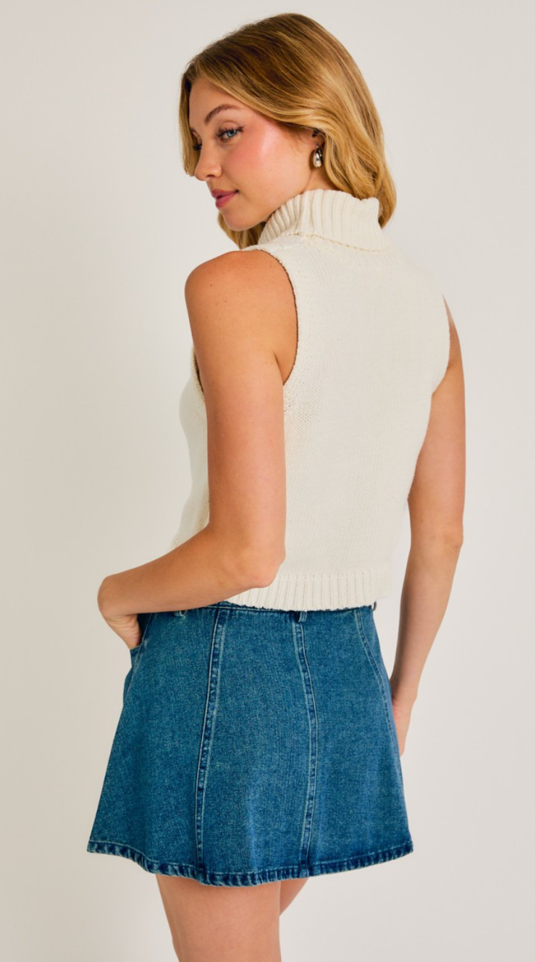 Candy Cane Sleeveless Turtle Neck