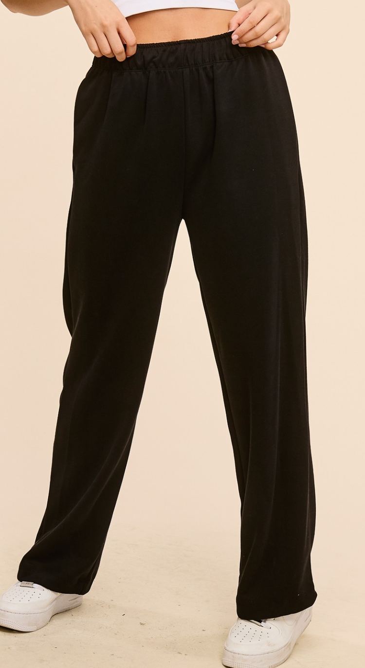 Scuba Fabric Elastic Waist Pant