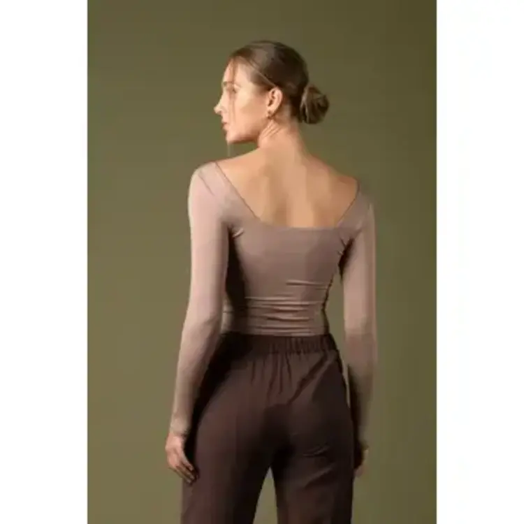 Reversible Square Neck Long Sleeve Top