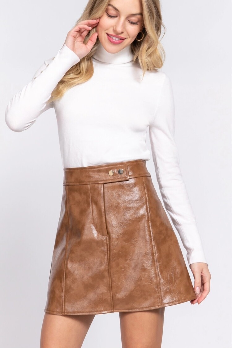 A-Line Faux Leather Mini Skirt