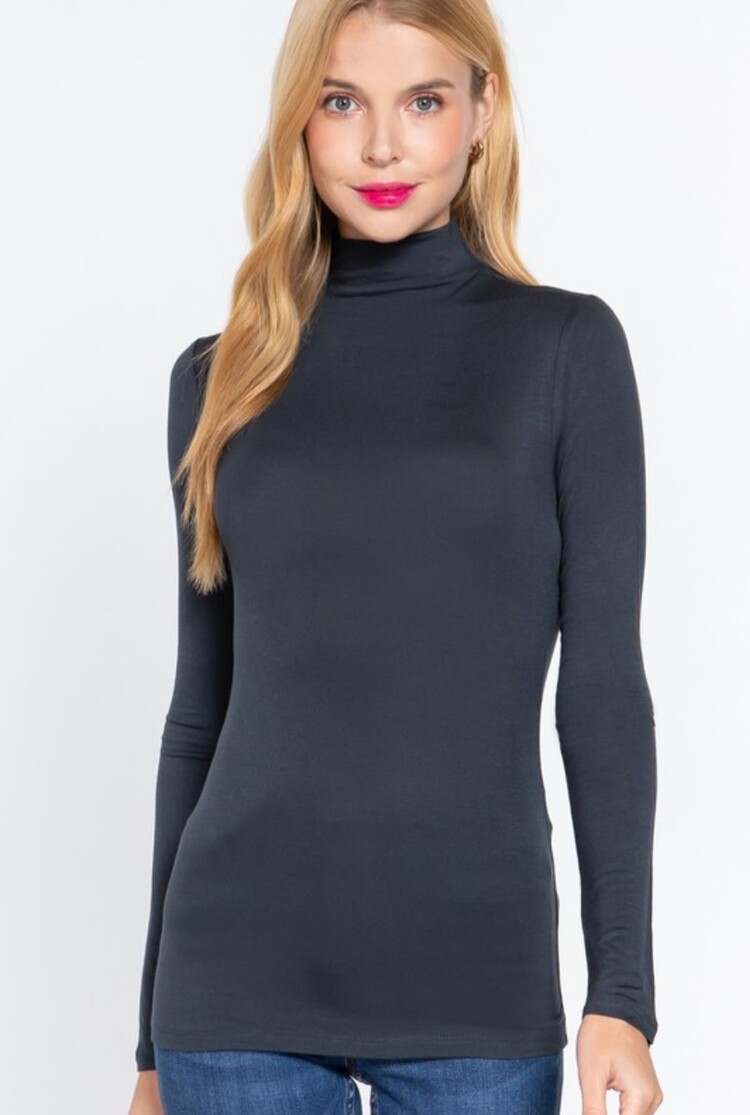 Mock Neck Jersey Spandex Top