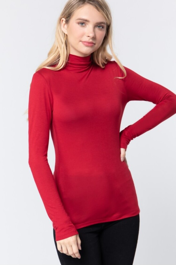 Mock Neck Jersey Spandex Top