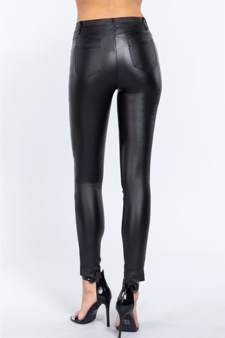 Faux Leather Zip-Up Pants