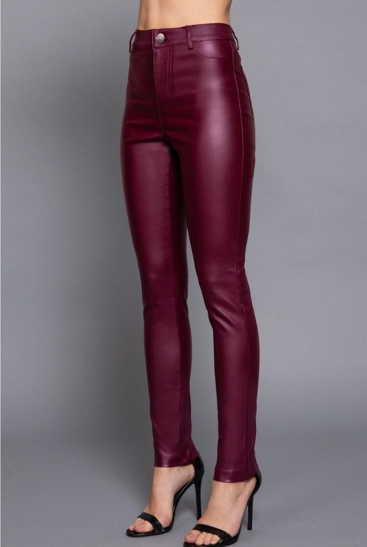 Faux Leather Zip-Up Pants