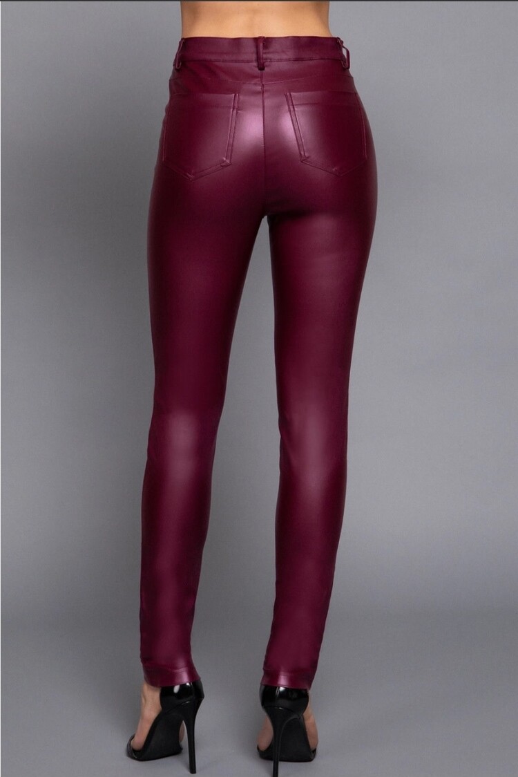 Faux Leather Zip-Up Pants