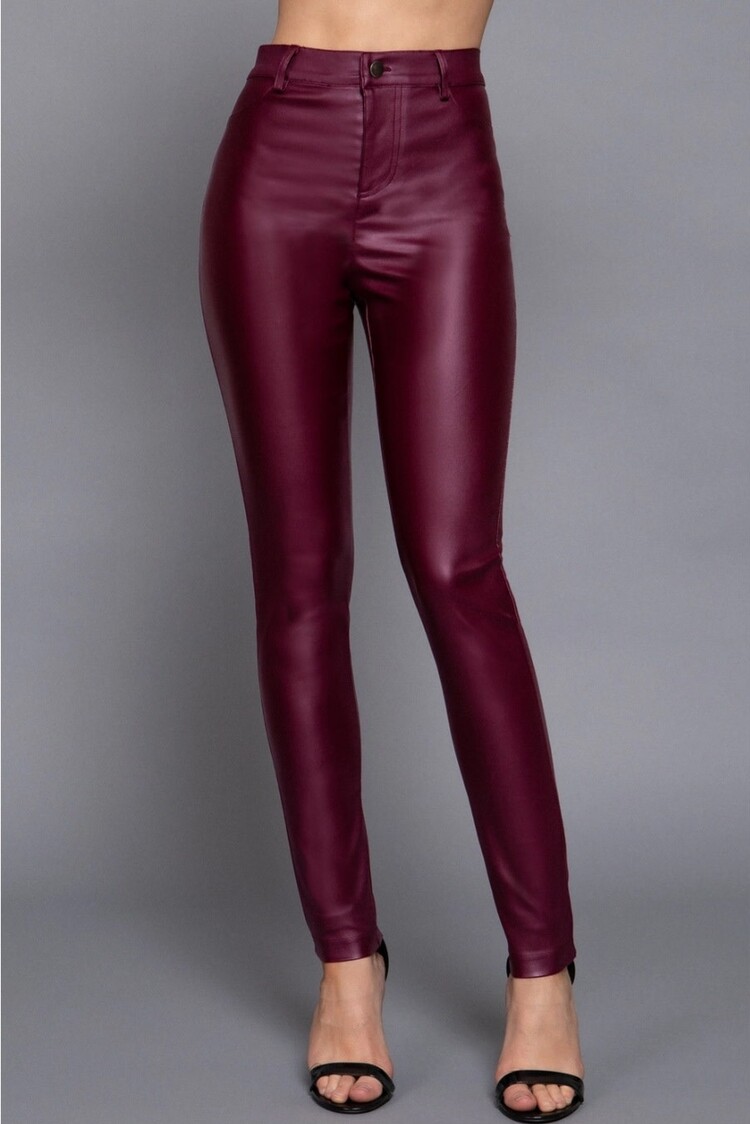 Faux Leather Zip-Up Pants