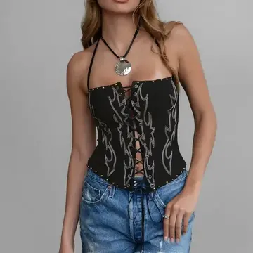 Embroidered Western Corset Top