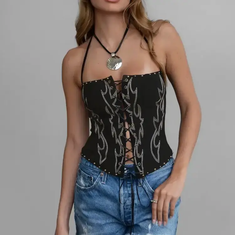 Embroidered Western Corset Top