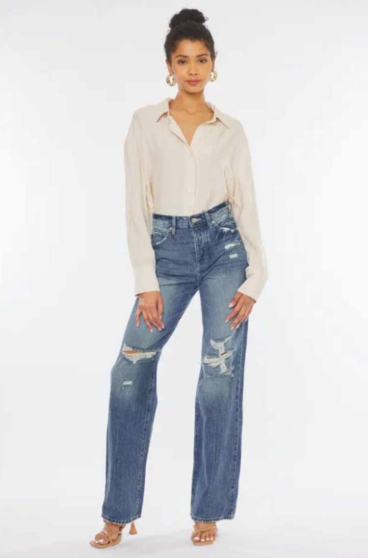 High Rise 90's Wide Leg Flare Jeans