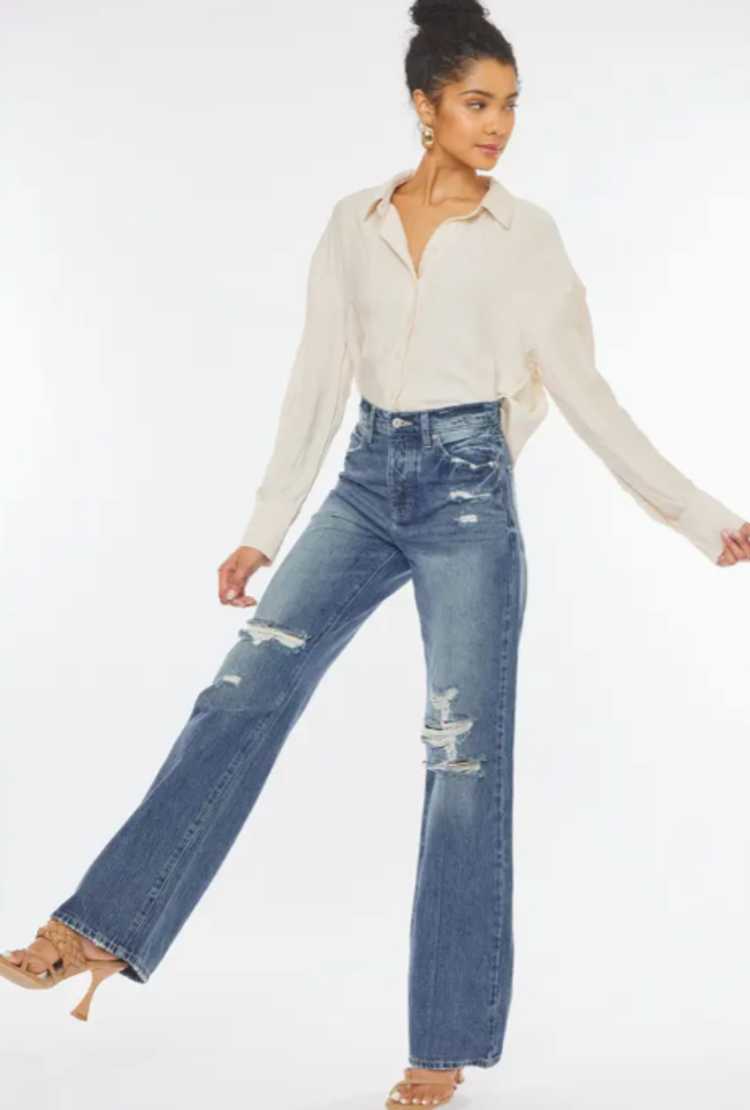 High Rise 90's Wide Leg Flare Jeans