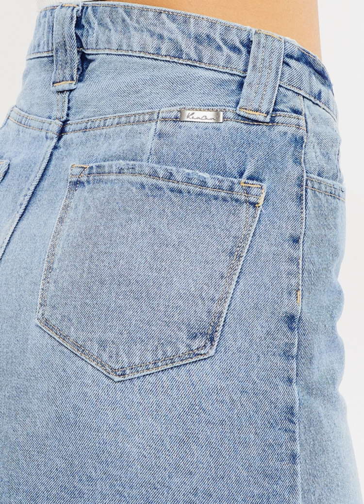 High Rise Frayed Hem Mini Skirt