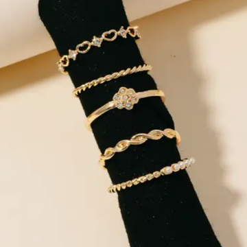 Dainty Metallic Band Rings Set