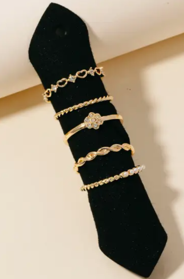 Dainty Metallic Band Rings Set