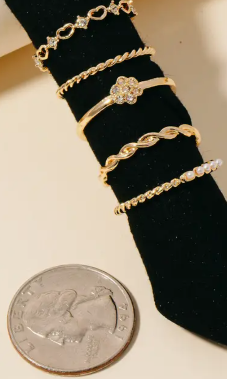 Dainty Metallic Band Rings Set