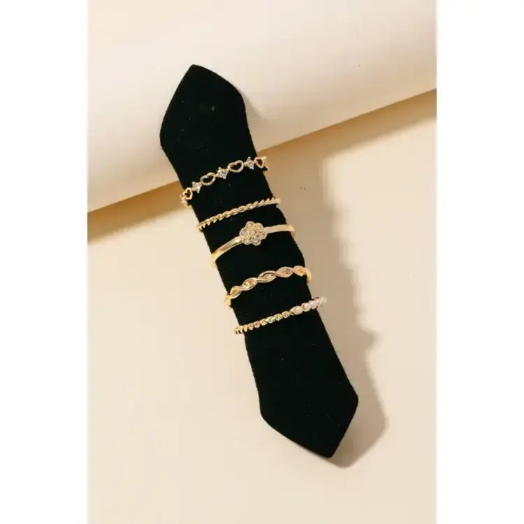 Dainty Metallic Band Rings Set