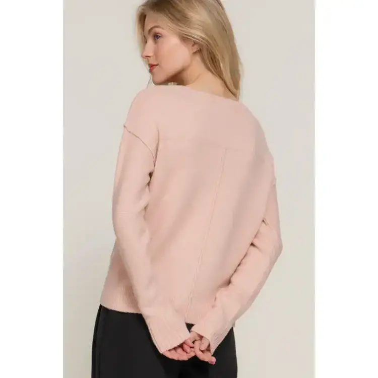 V-Neck Raised Seam Detail Sweater