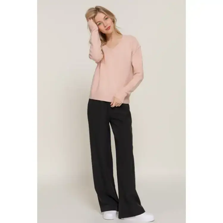 V-Neck Raised Seam Detail Sweater