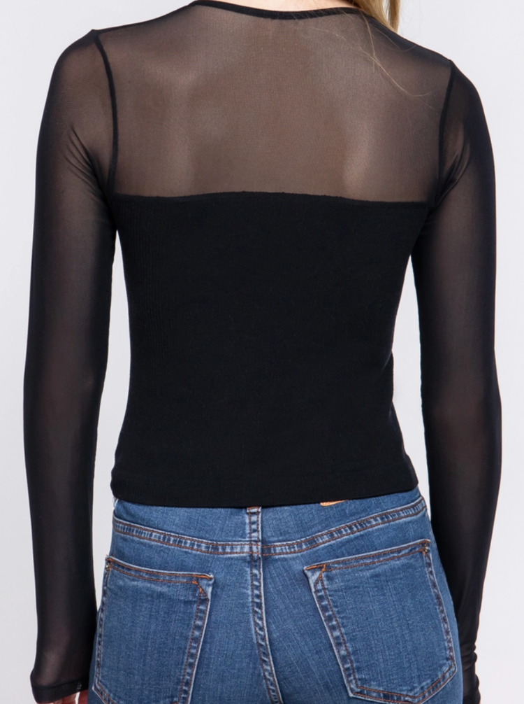 L/S Round Neck Mesh Seamless Top