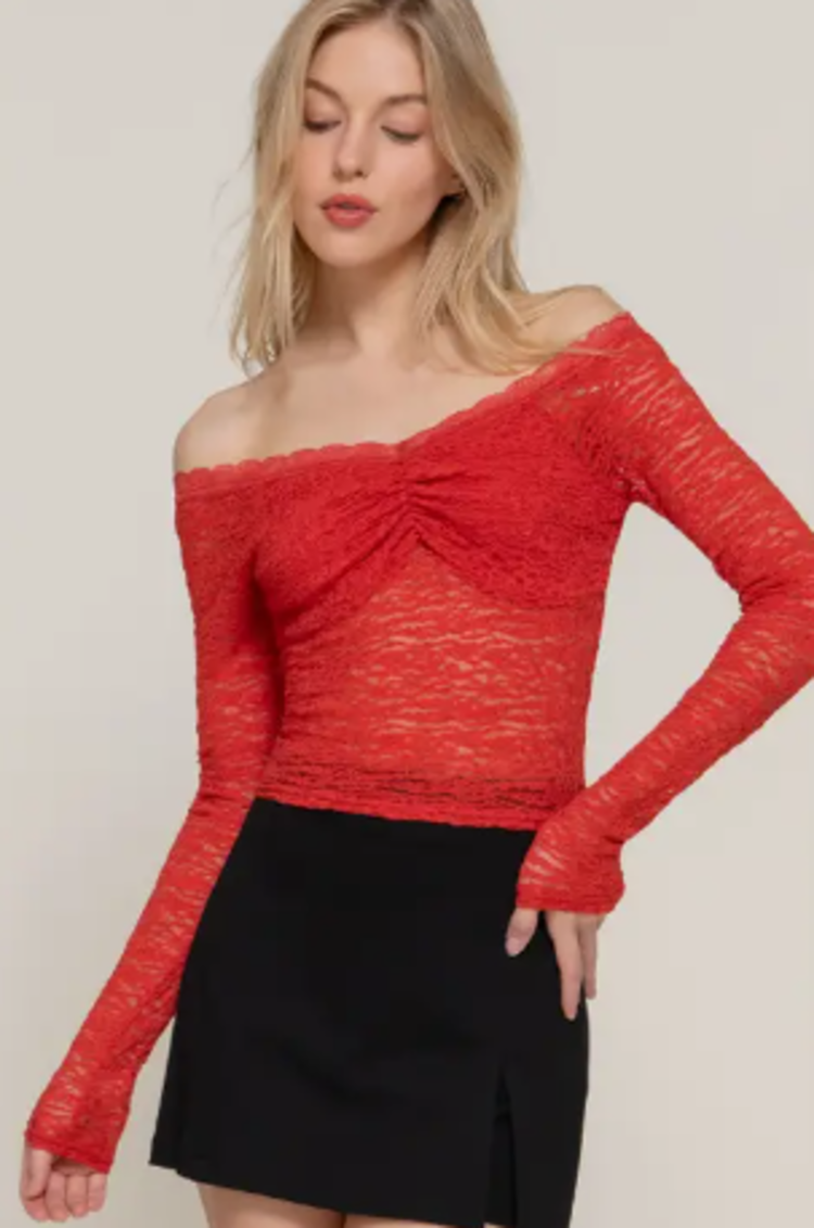 L/S Off the Shoulder Stretch Lace Top