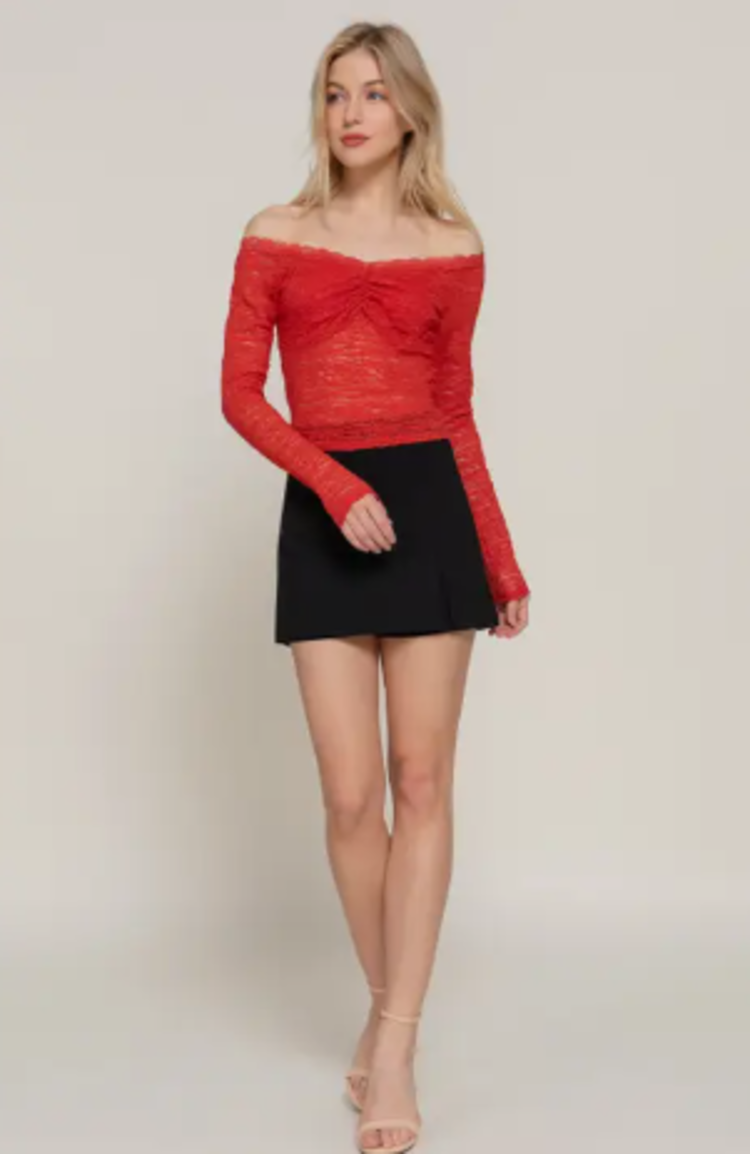 L/S Off the Shoulder Stretch Lace Top