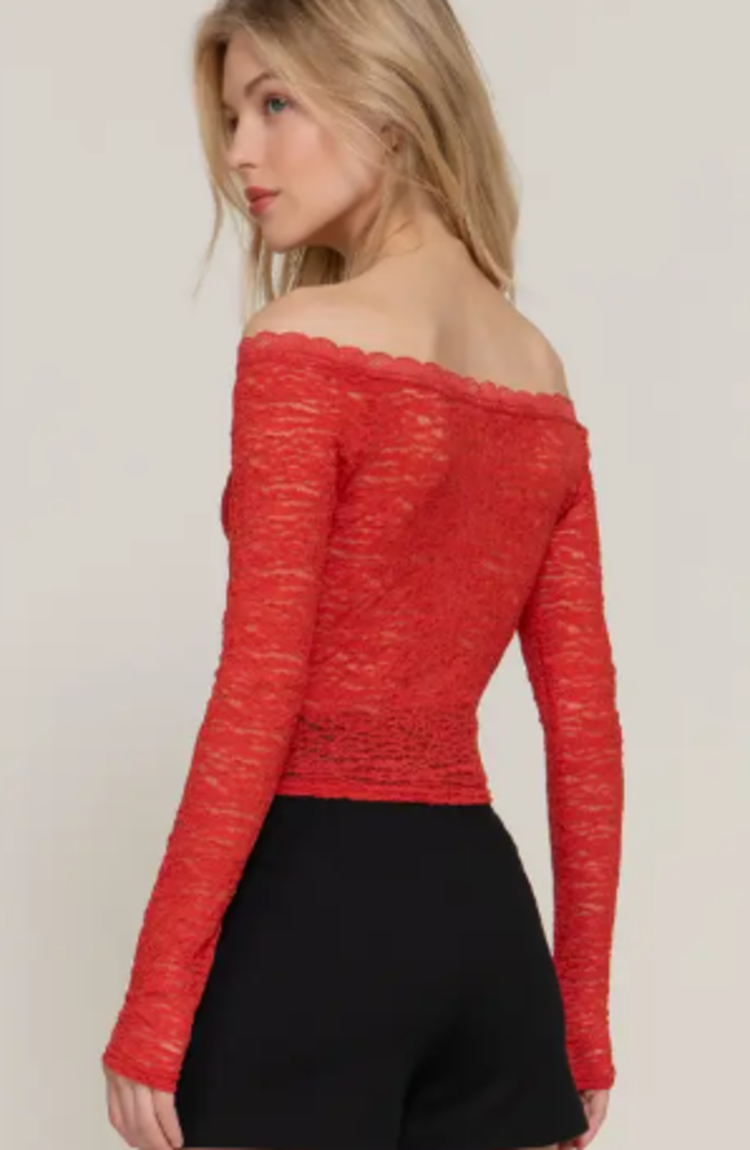 L/S Off the Shoulder Stretch Lace Top