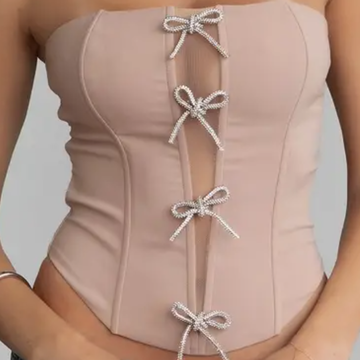 Bow Detail Strapless Bustier Top