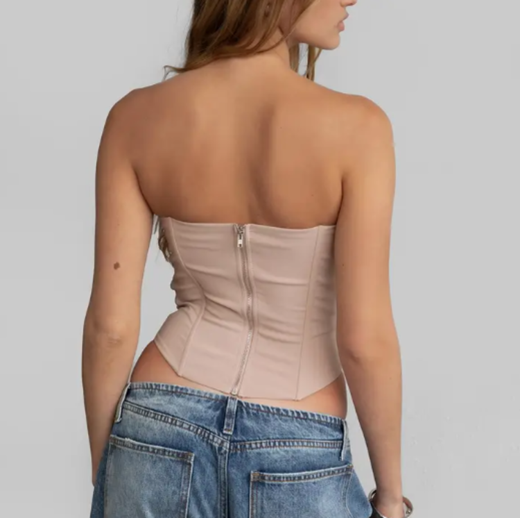 Bow Detail Strapless Bustier Top