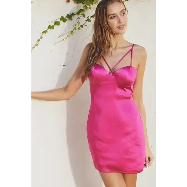 Strappy Satin Mini Dress