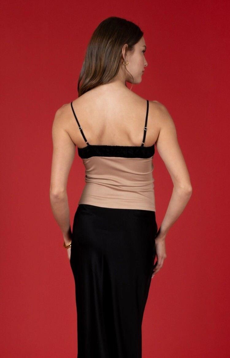 Mixed Media Front Tie Top