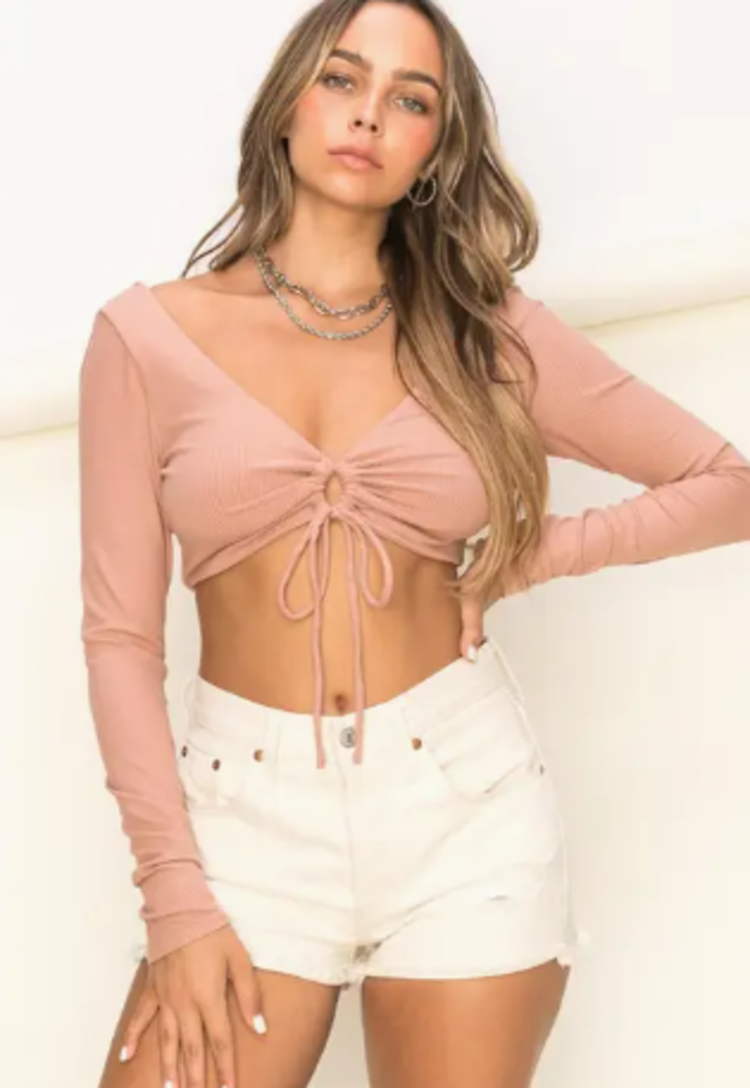 Front Tie Cutout Crop Top
