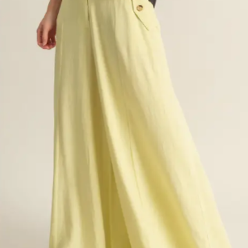 Linen Blend High Waist Flowy Pants