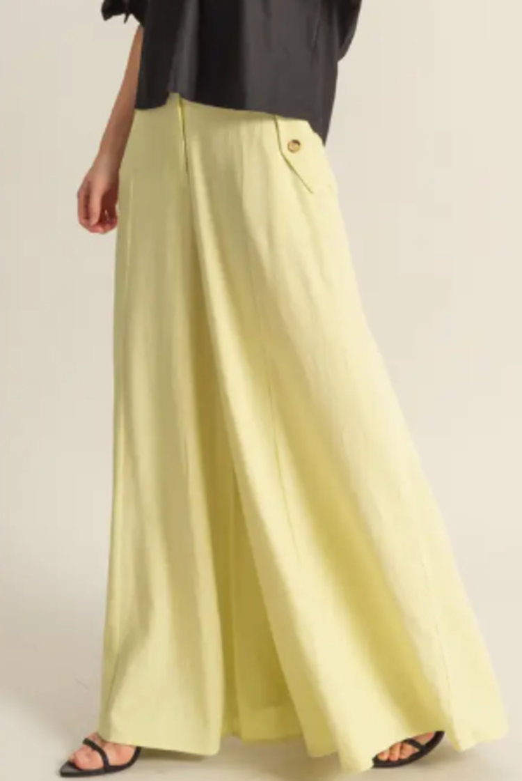 Linen Blend High Waist Flowy Pants
