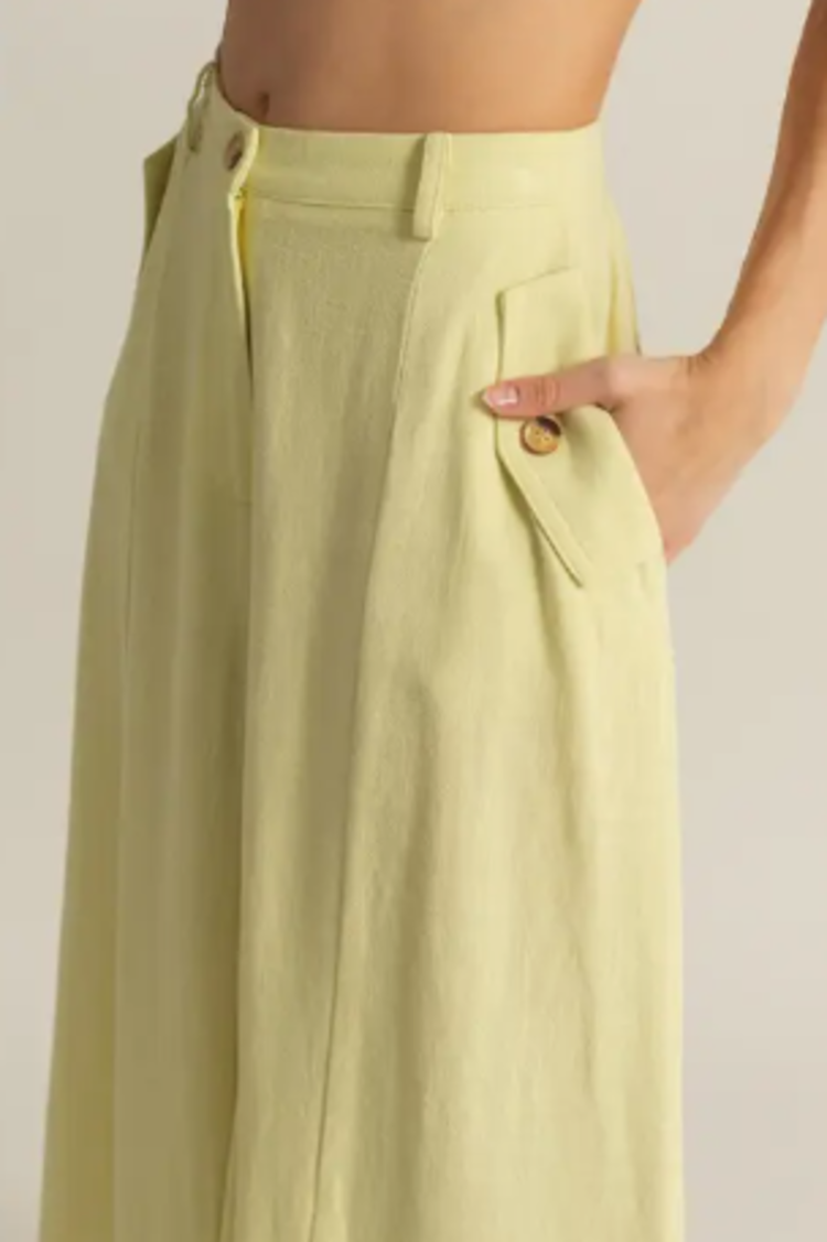 Linen Blend High Waist Flowy Pants