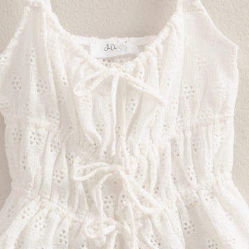 Eyelet Knit Ruched Sleeveless Tank Top