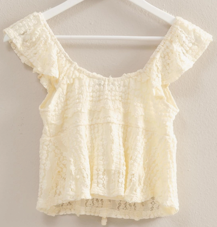 Sweetheart Neck Tie Front Lace Top