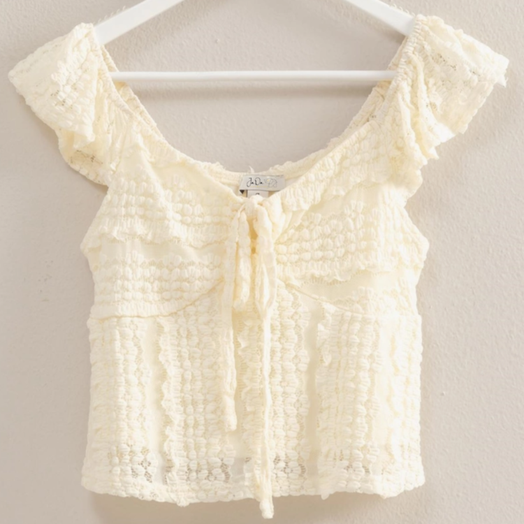 Sweetheart Neck Tie Front Lace Top