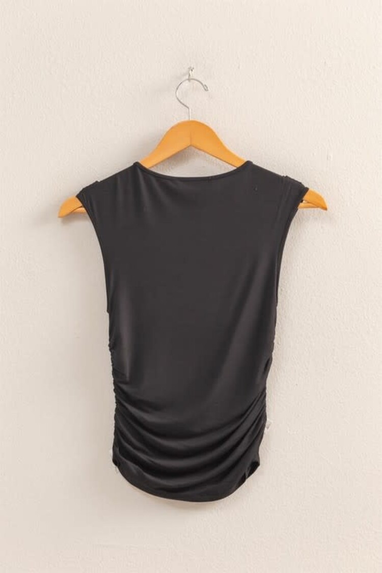 Cap Sleeve Ruched Detail Top