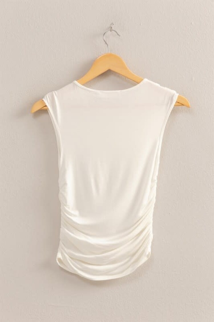 Cap Sleeve Ruched Detail Top