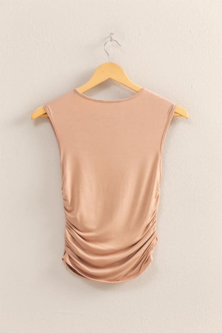 Cap Sleeve Ruched Detail Top