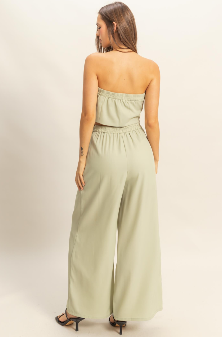 2-Piece Strapless Button Top/Pants Set