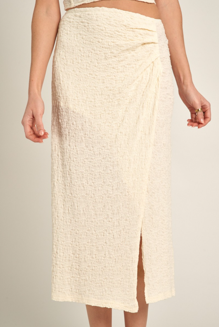 Textured Midi Skirt with Slit