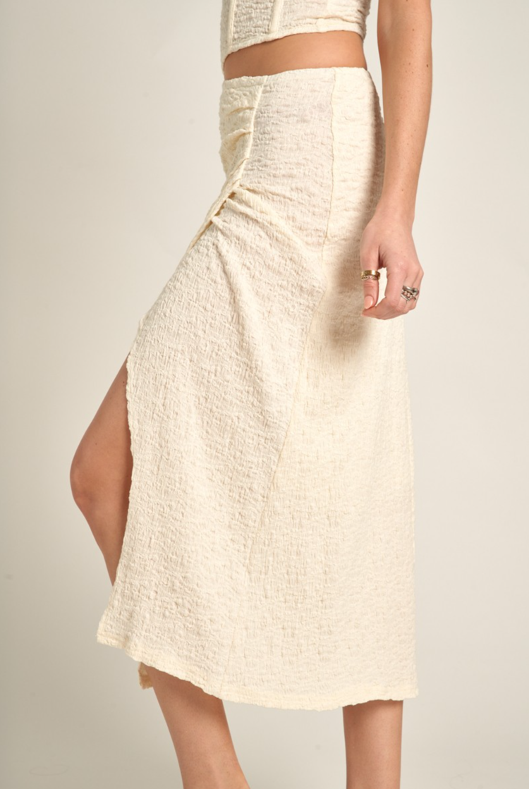 Textured Midi Skirt with Slit