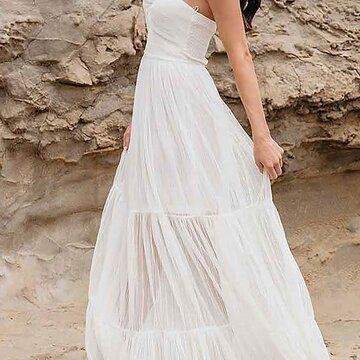 Strapless Keyhole Flowy Maxi Dress