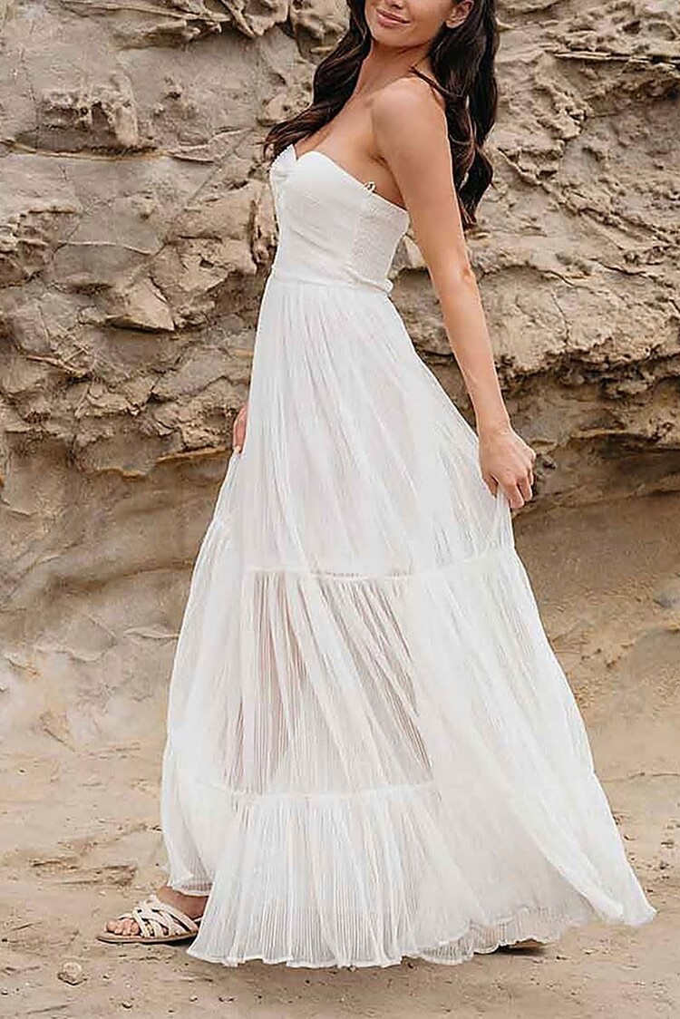 Strapless Keyhole Flowy Maxi Dress